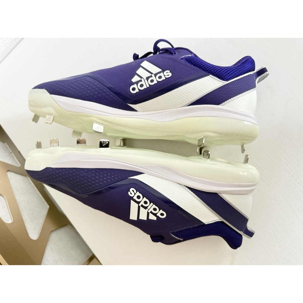 Adidas Men's Icon 7 Metal Baseball Lace Up Cleats Purple White Size 15 - Picture 5 of 7